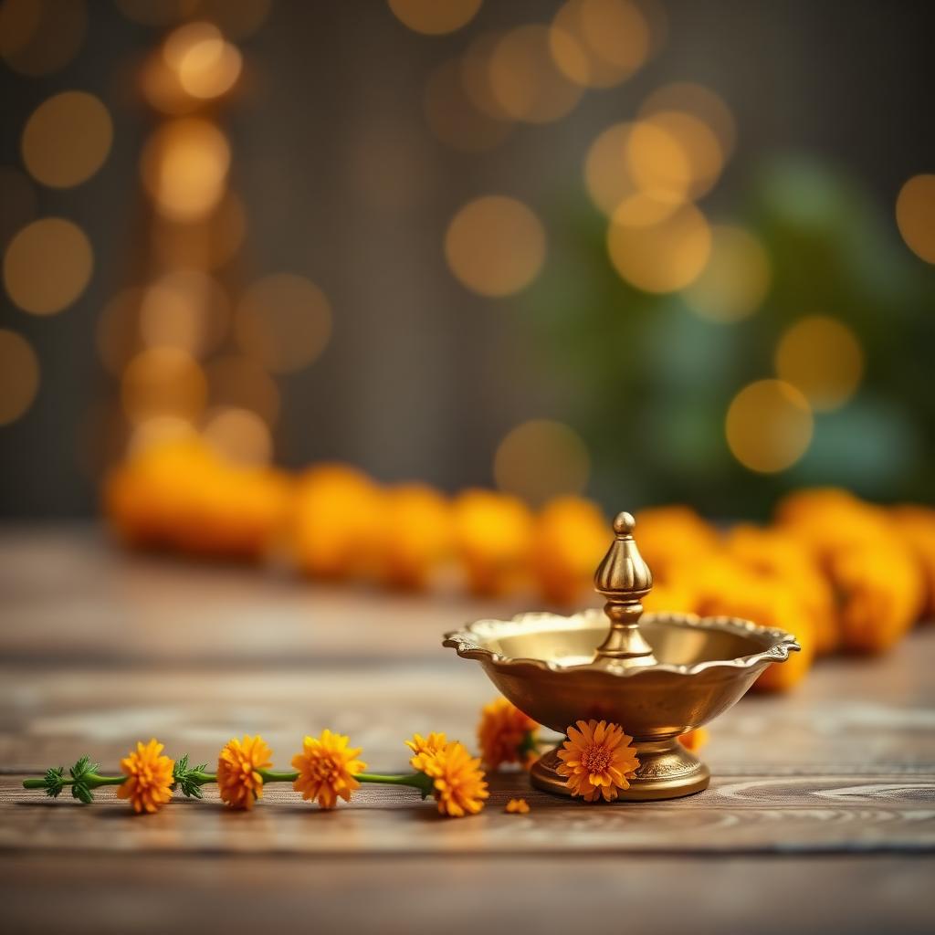Diya and marigolds
